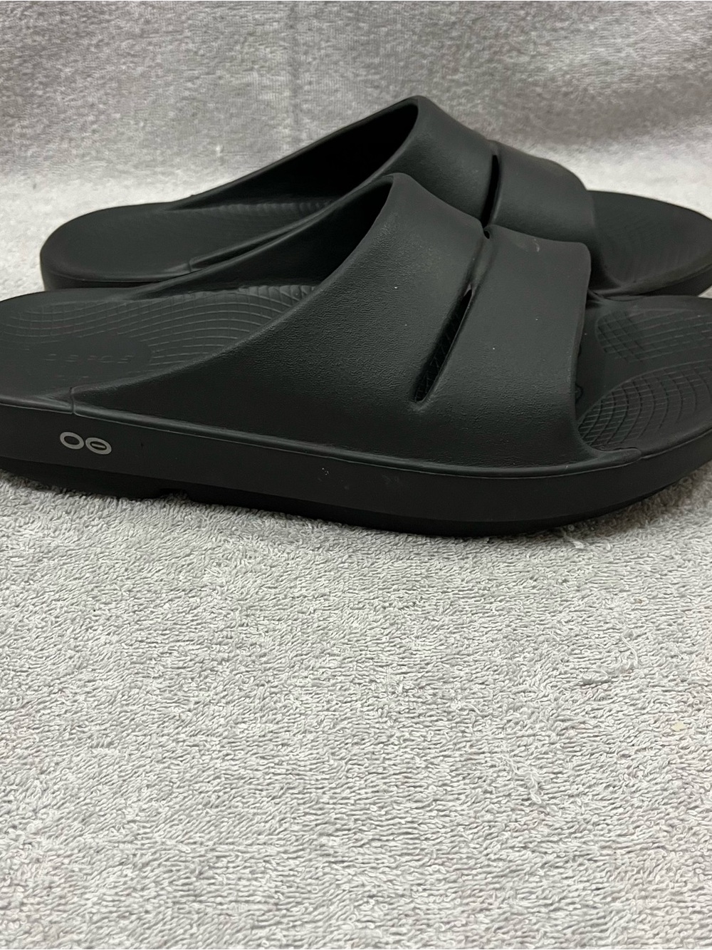 Oofos OOahh Sandals Mens 11 Womens 13 Black Open Toe Slip On Recovery Rubber